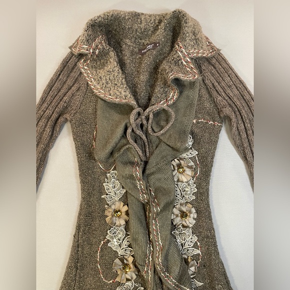 Forla Paris Drape-Front Ruffle Duster Cardigan, Bohemian & Romantic - Medium - Picture 5 of 17
